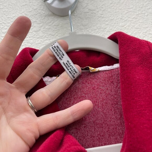 VTG Gramicci Red Velour Button Up Shirt Womens Large Made in the USA - Picture 5 of 7